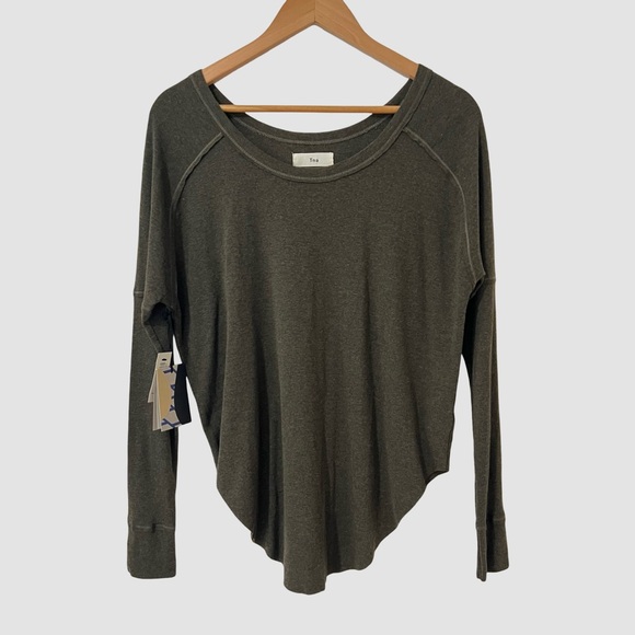Aritzia Tna Alder Heather Olive Green Long Sleeve T Shirt S NWT - Picture 1 of 7